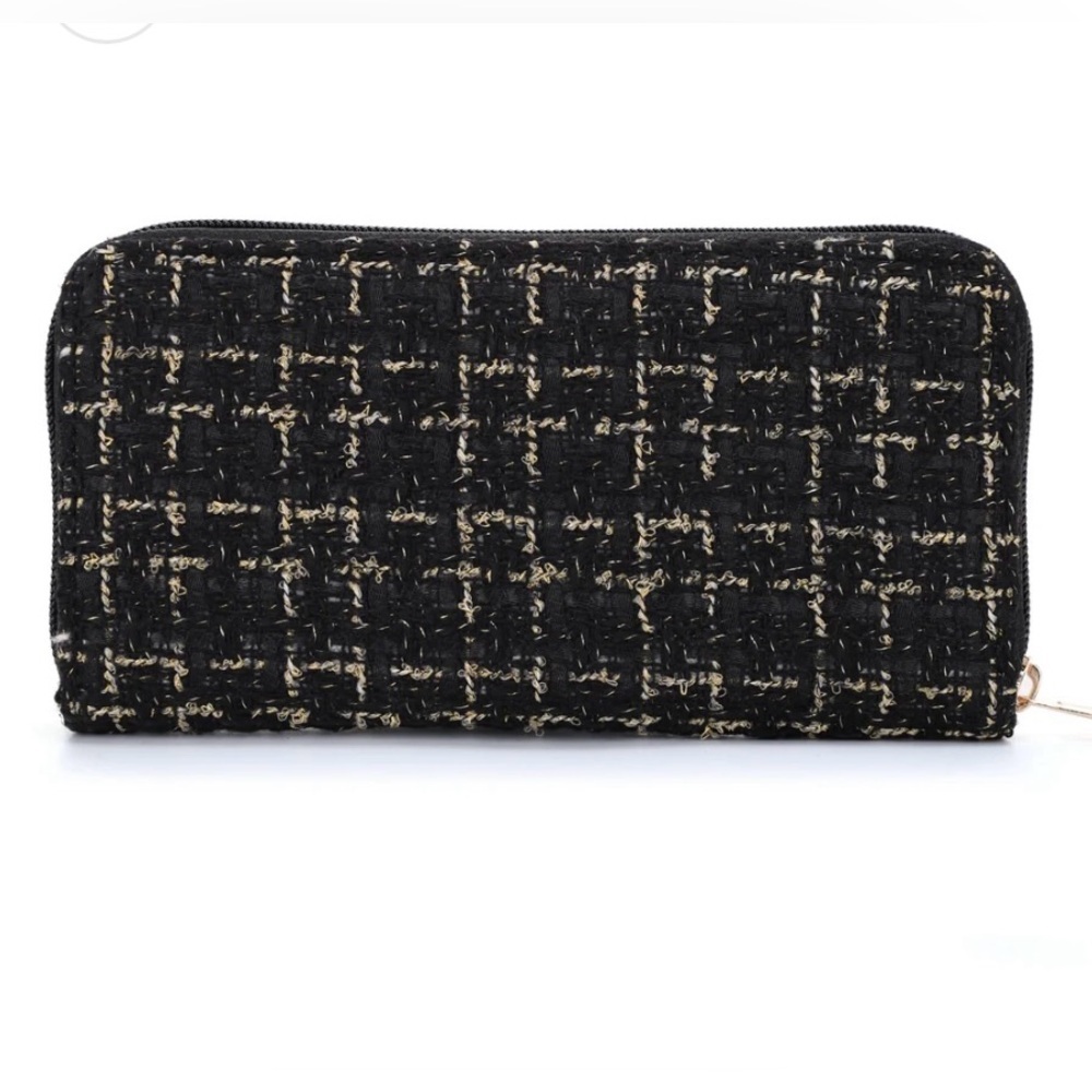 Badgley Mischka Tara Tweed Wallet | Elegant Zip-Around - Picture 3 of 3